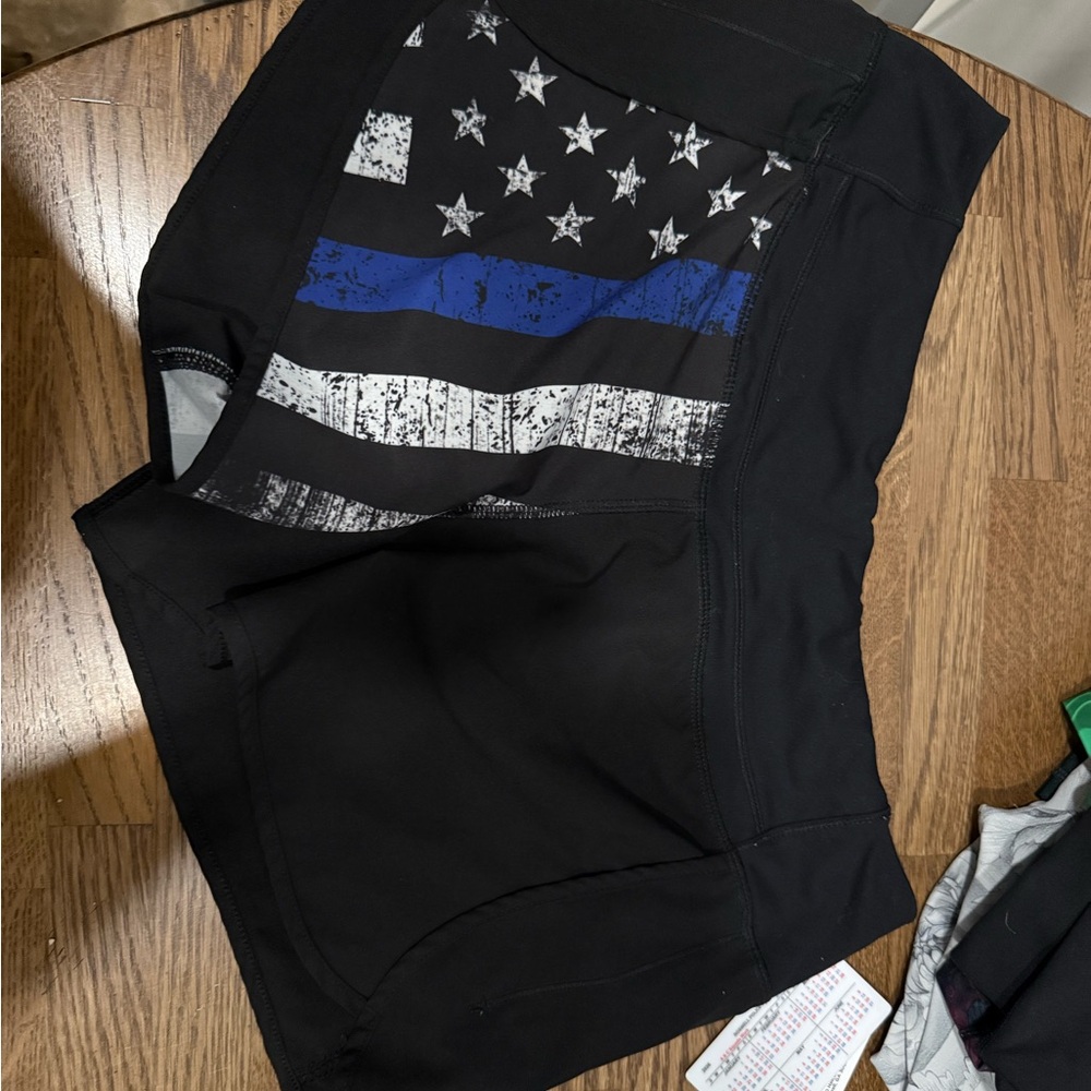 Born Primitive Black Performance Shorts with Thin Blue Line Detail